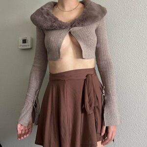 BRAND NEW House of CB Fur Cardigan Sweater